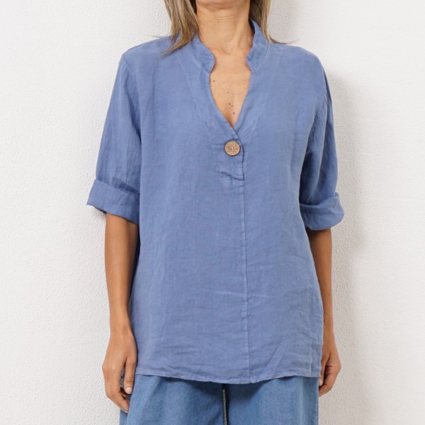 Linen blouse with button