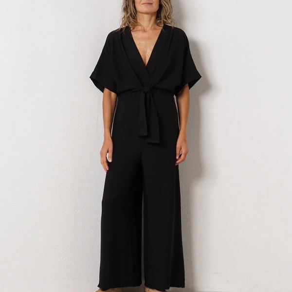 crepe jumpsuit with bow