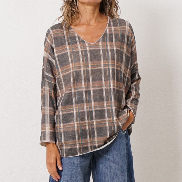 V-neck blouse (knit by the meter)