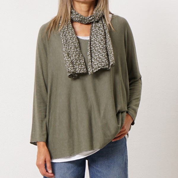 Knit sweater with top and scarf