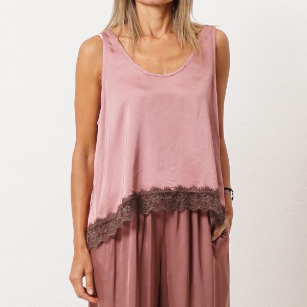 Satin top with lace (rayon)