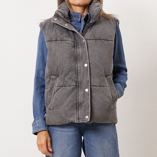 Quilted denim vest