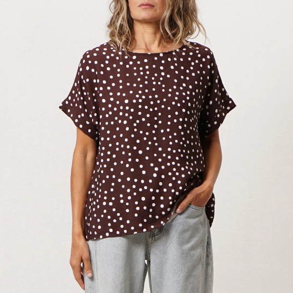 blouse with crepe polka dots