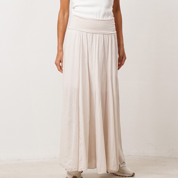 Cotton skirt with double waistband