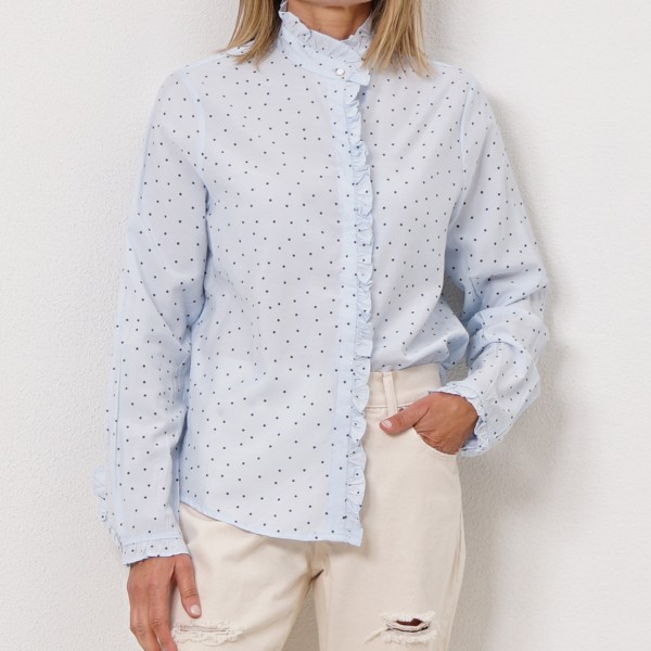 poplin blouse with ruffles
