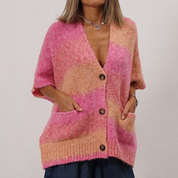 knitted coat with jacquard
