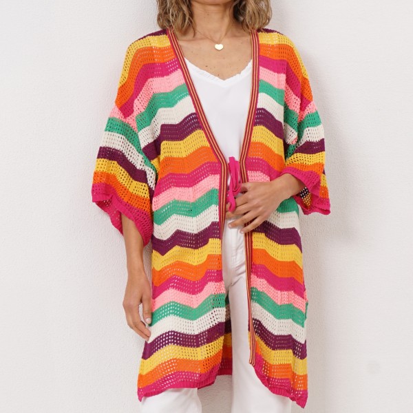 multicolor knit coat