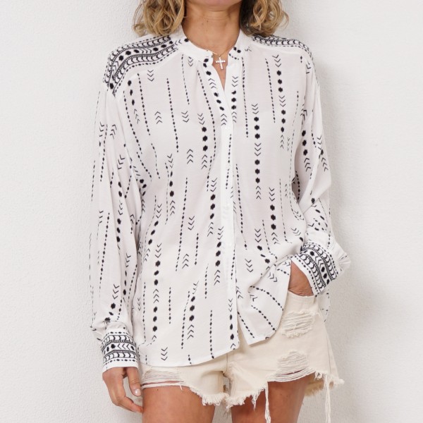 printed blouse in cotton and elastane