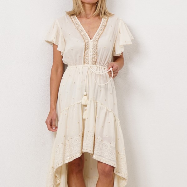 ruffled dress with embroidery