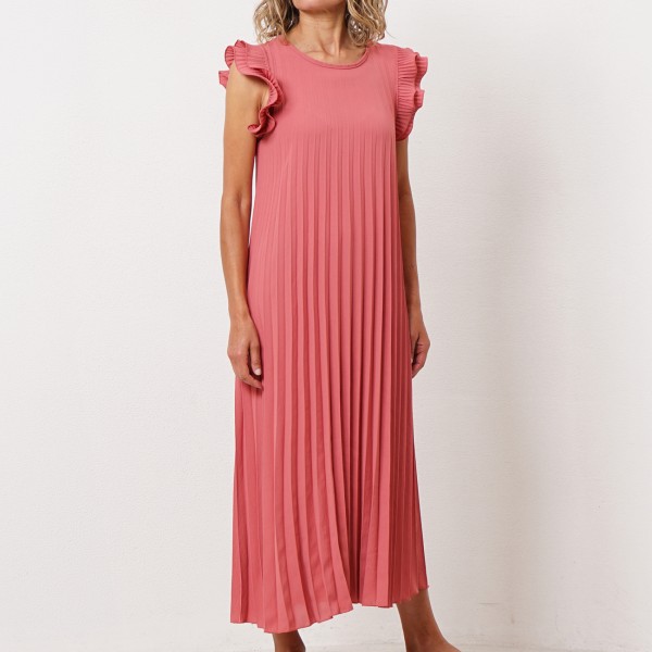 pleated dress with ruffles