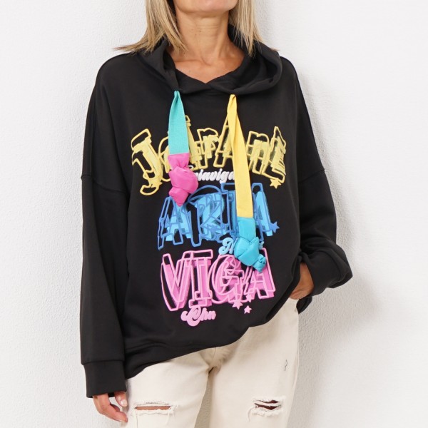 fleece sweatshirt with embossed print