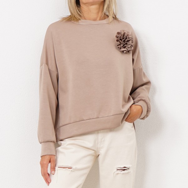 fleece sweatshirt with flower application