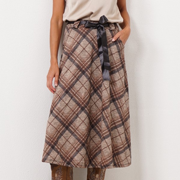 flared printed mesh skirt