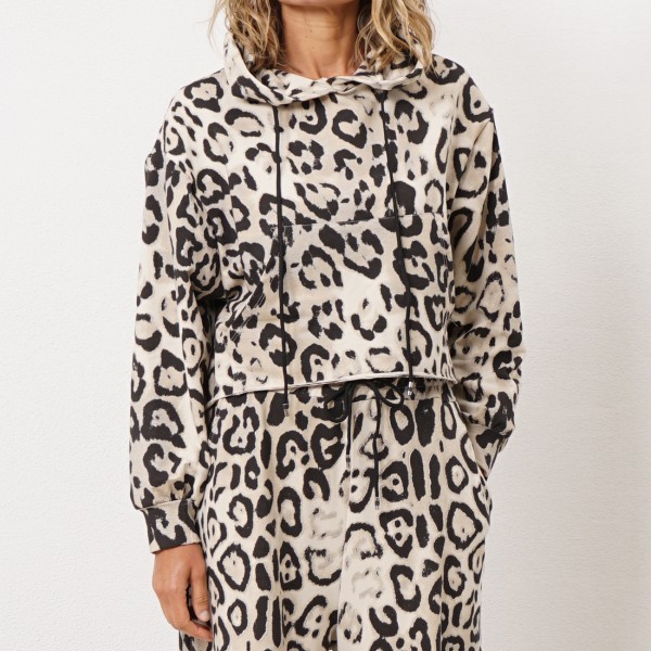 plush sweatshirt with hood (animal print)