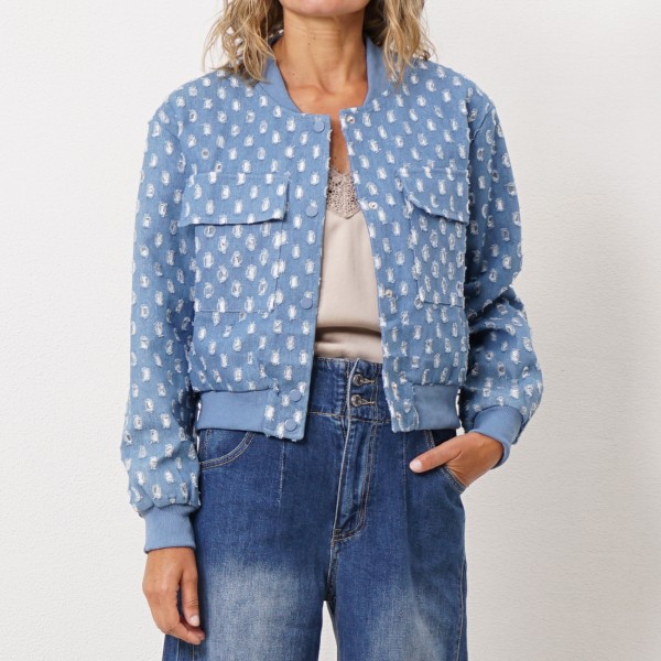 vintage denim bomber