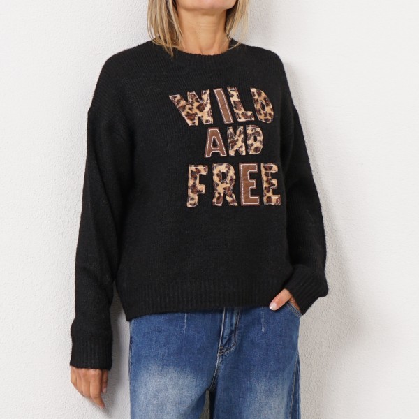 knit sweater with sequins (animal print)