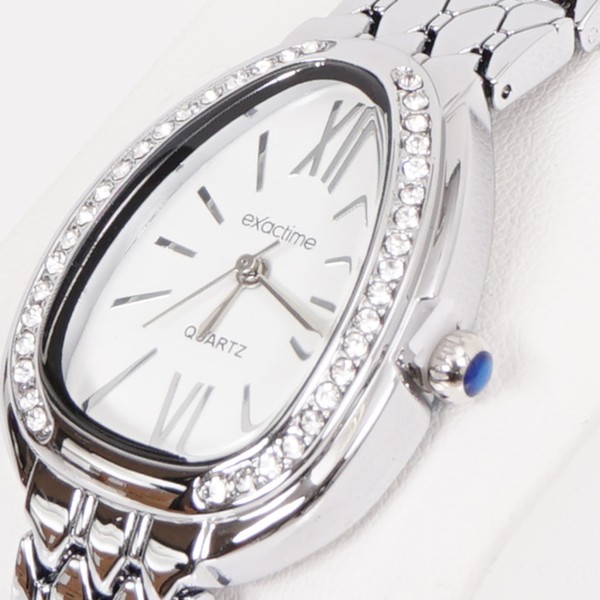 steel watch set with diamonds