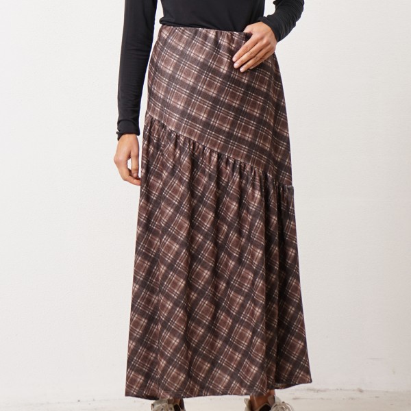 plaid skirt with gathers