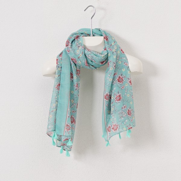 cotton/viscose scarf with trinkets