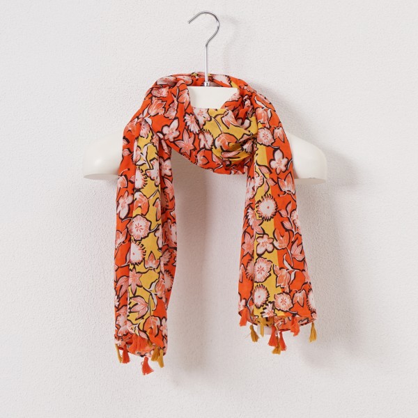 cotton/viscose scarf with trinkets