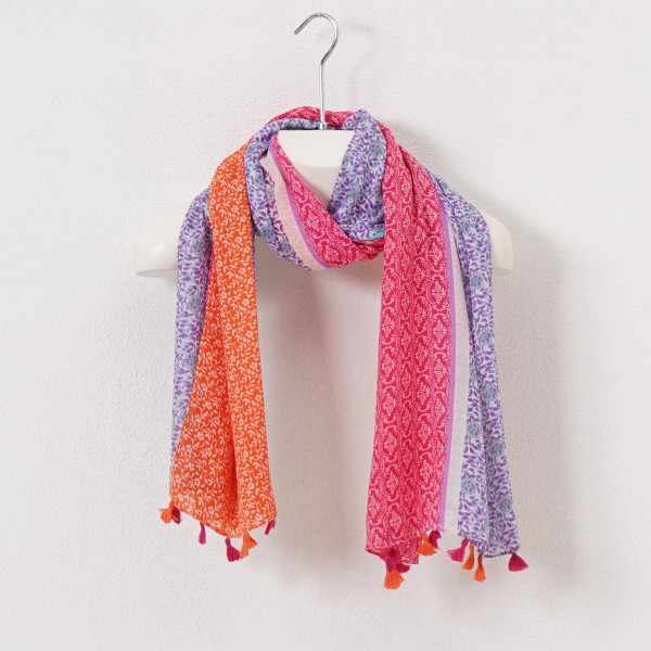 striped cotton/viscose scarf
