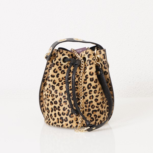 leather pochete (hammered) w/ animal print