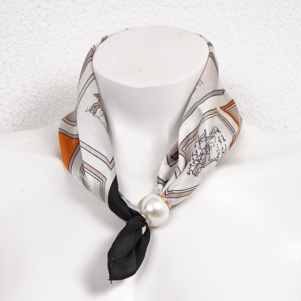 Silk/viscose scarf with pearl (magnet)