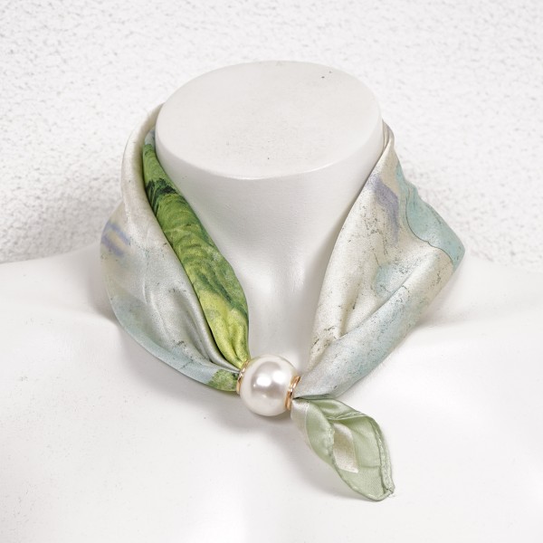 Silk/viscose scarf with pearl (magnet)