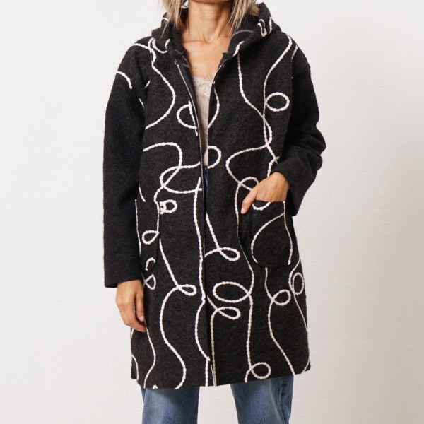Embroidered Caraculo parka