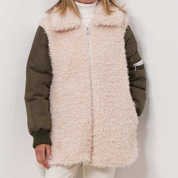 fur jacket with bomber sleeves