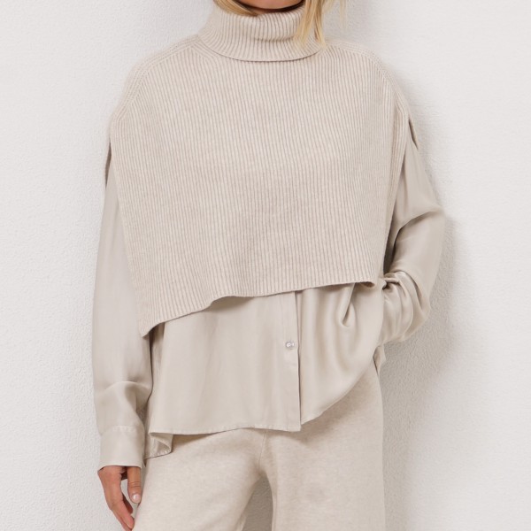 ribbed knit sweater/cape