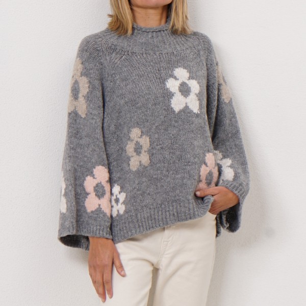 knit sweater with jacquard