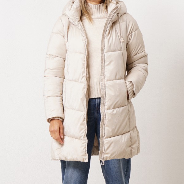 (padded/faux plain jacket) with hood