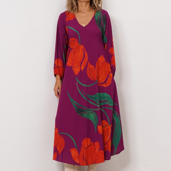 viscose dress in flared