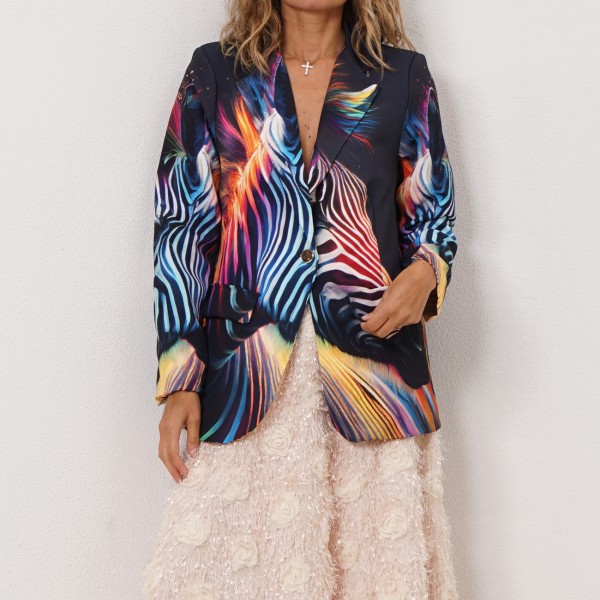 printed blazer with elastane