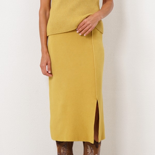 knitted skirt with slit (premium)