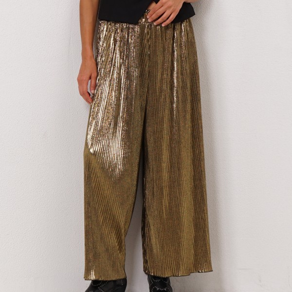 pleated pantaloons with shine