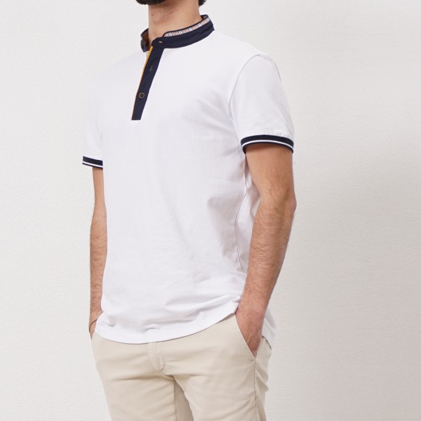 cotton polo shirt w/ elastane and appliqués