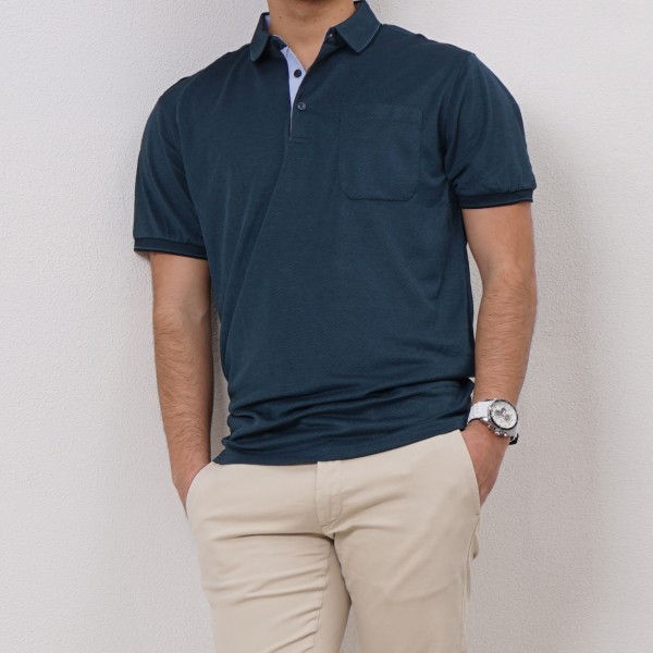 tweed polo shirt with applications
