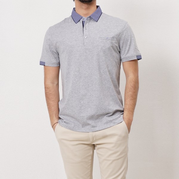 cotton polo shirt with appliqués and elastane