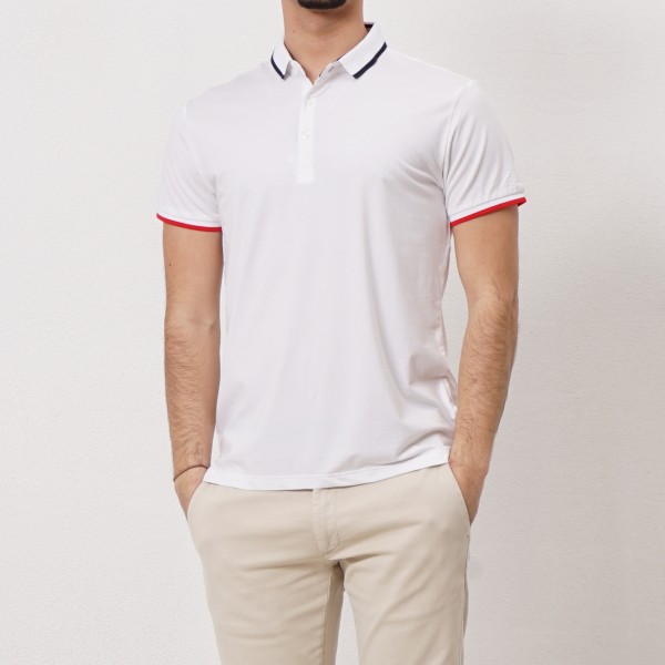cotton polo shirt with appliqués and elastane