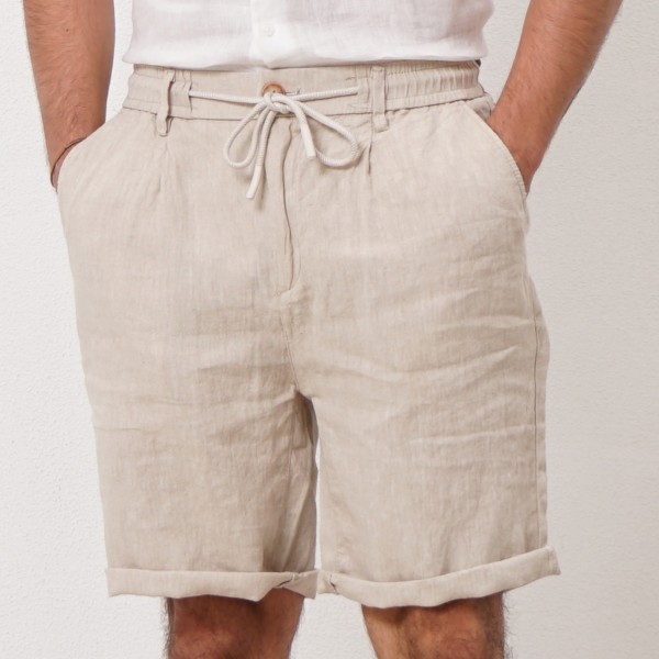 100% linen shorts w/ ties
