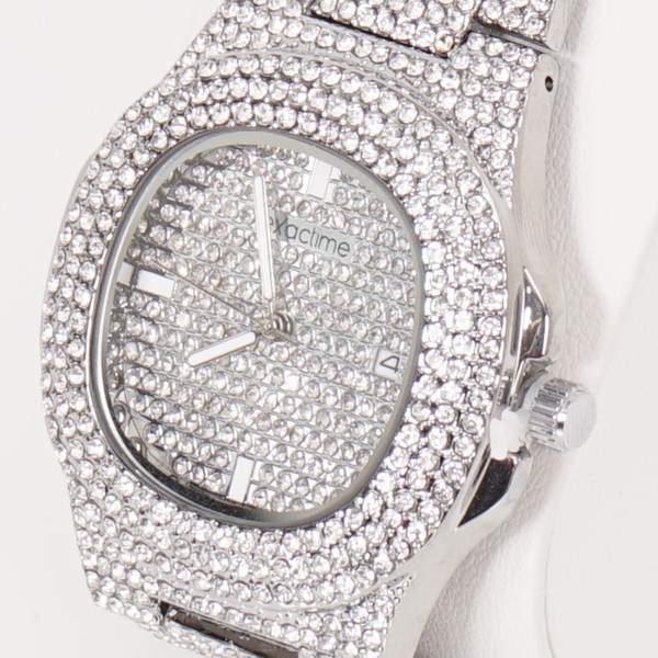 steel watch set with diamonds