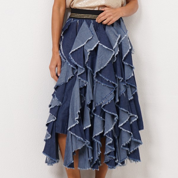 denim skirt with patchwork