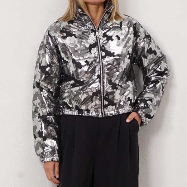 quilted jacket with metallic shine