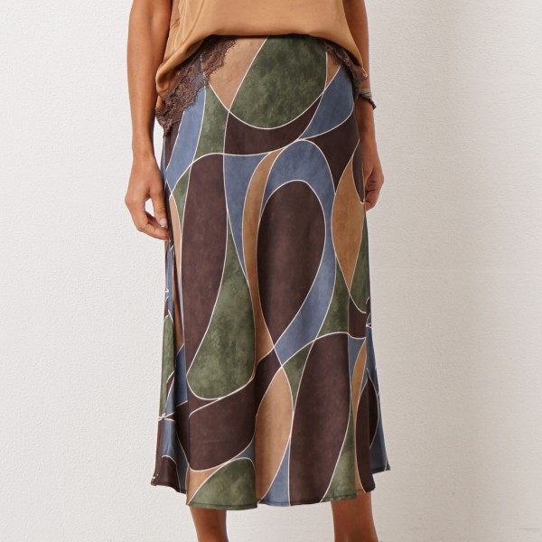 Satin flared skirt with rayon