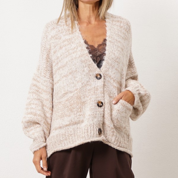 Mixed knit cardigan