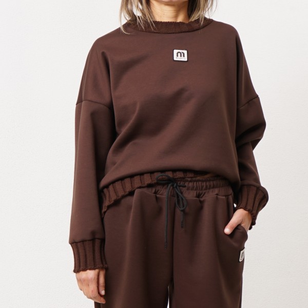 Sweatshirt with mesh appliqué