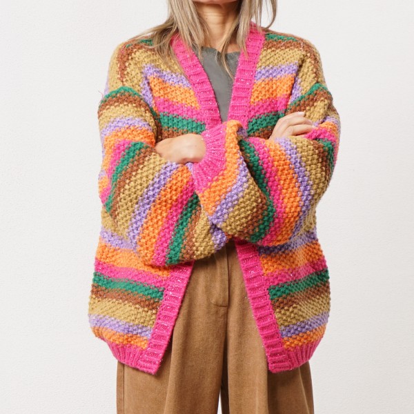 Knitted jacket (thick set) with lurex