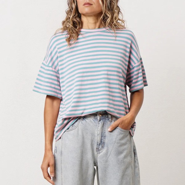 Striped t-shirt in viscose with elastane